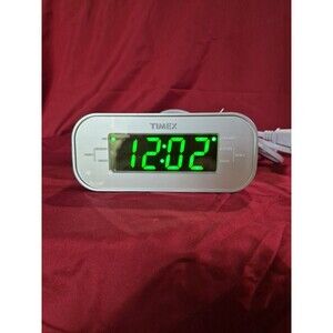 Timex Large Display AM/FM Alarm Clock Radio, Green LED Display, T231Y White